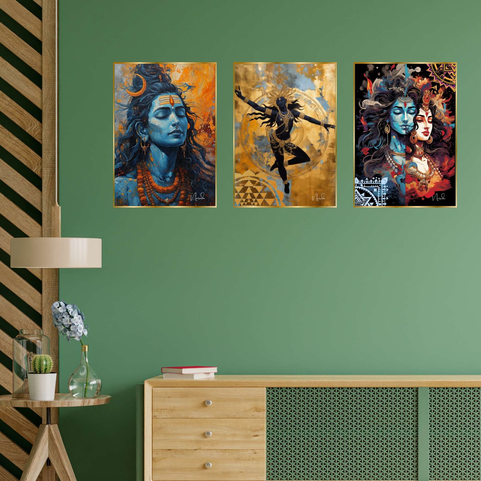 Set of Three Wall Paintings for Wall Dacoration Golden Framed Wall Paintings for Living Room & Bedroom Wall Art for Home Decoration & Office Wall Dรฉcor (24x18 inch CH-GD3-2) - Image 2