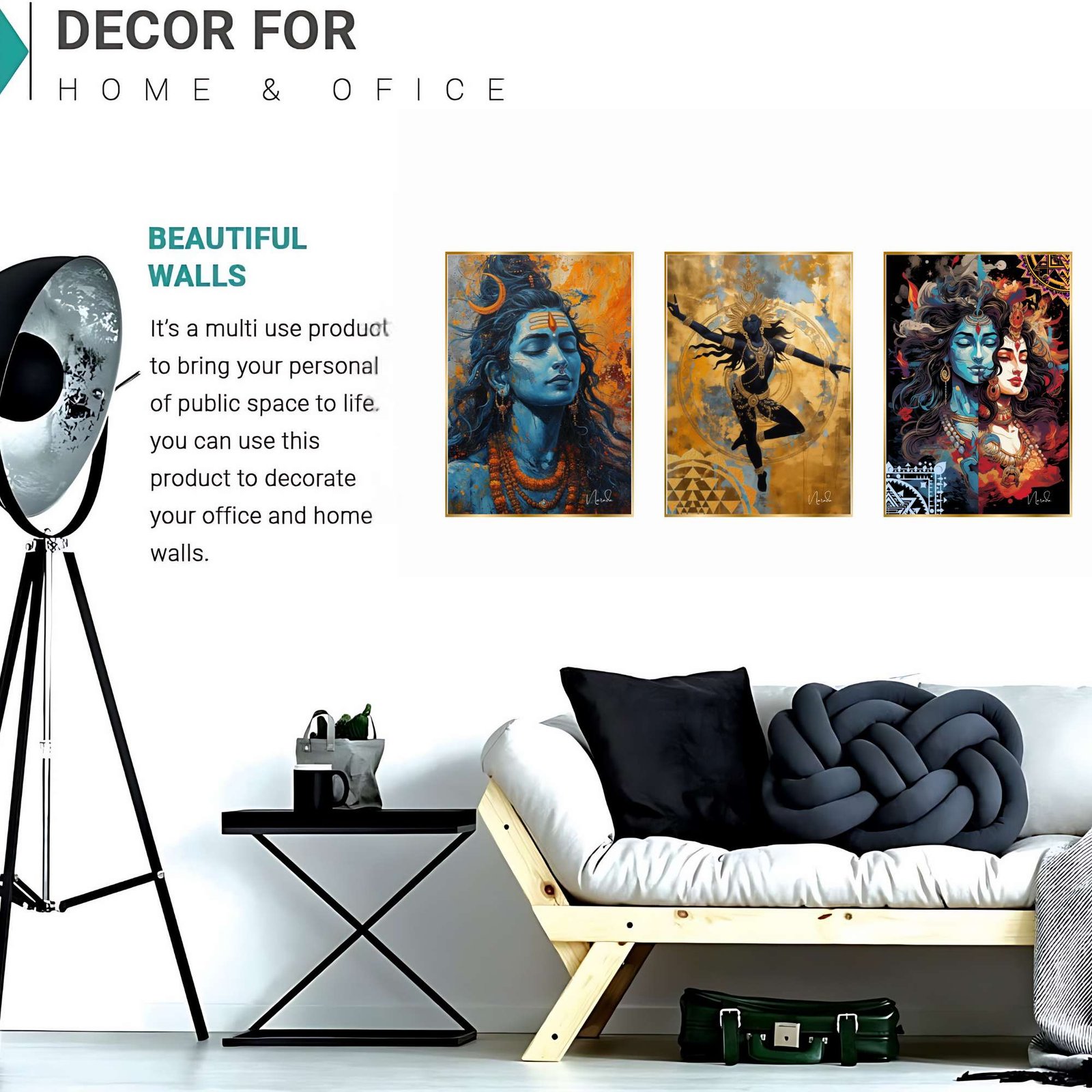 Set of Three Wall Paintings for Wall Dacoration Golden Framed Wall Paintings for Living Room & Bedroom Wall Art for Home Decoration & Office Wall Dรฉcor (24x18 inch CH-GD3-2) - Image 4