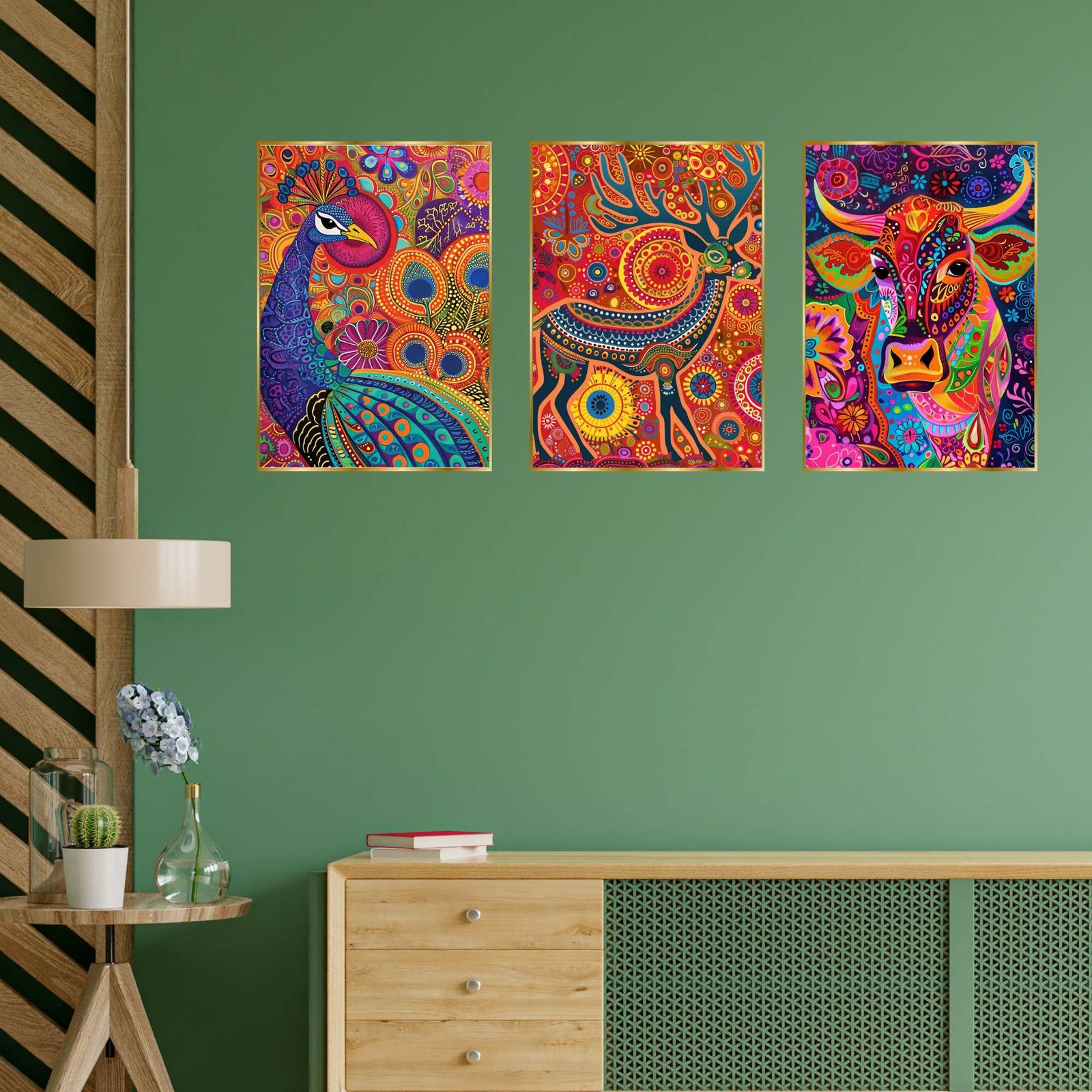 Set of Three Wall Paintings for Wall Dacoration Golden Framed Wall Paintings for Living Room & Bedroom Wall Art for Home Decoration & Office Wall Dรฉcor (24x18 inch CH-GD3-7) - Image 3