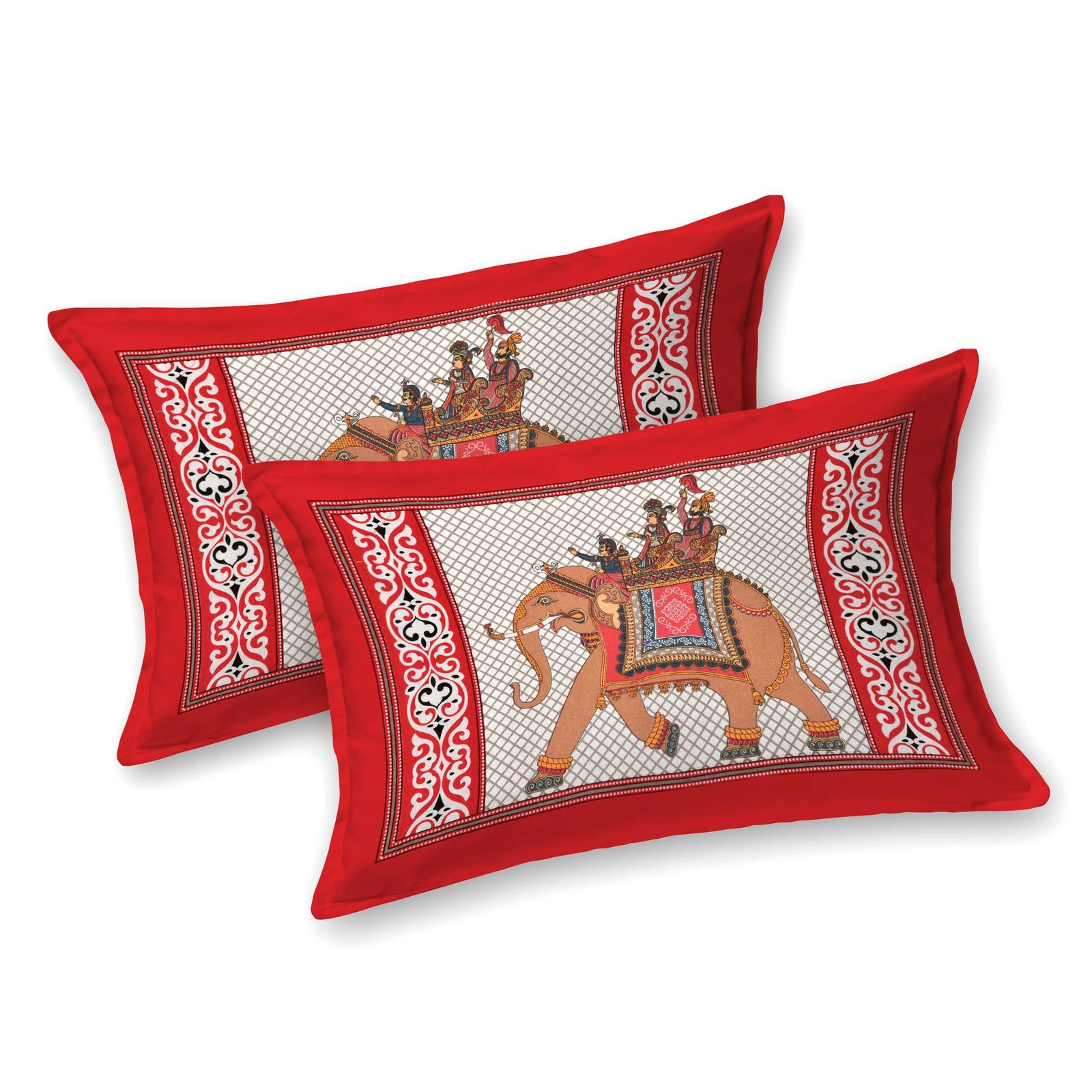 Rajasthani Traditionally Printed Cotton Doublebed Bedsheet With Pack of 2 Pillow Covers - Image 2
